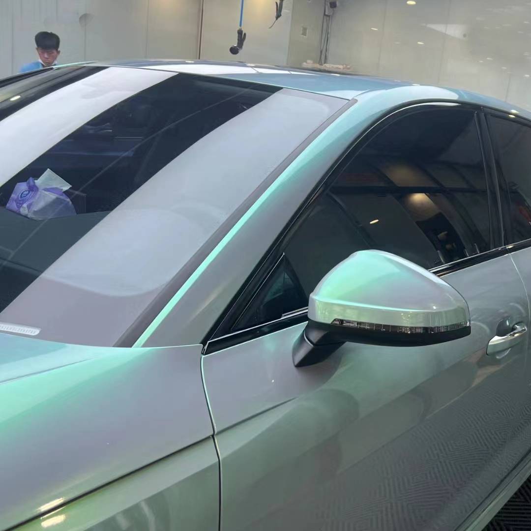 Ravoony Plus Twin Candy Grey Green Color Fliper Car Wrap Audi A4 Wrap