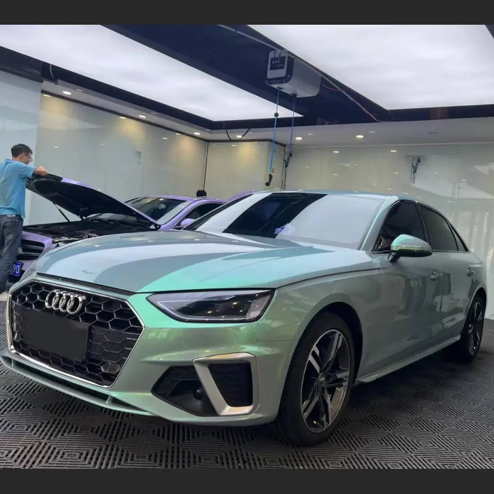 Ravoony Plus Twin Candy Grey Green Color Fliper Car Wrap Audi A4 Wrap