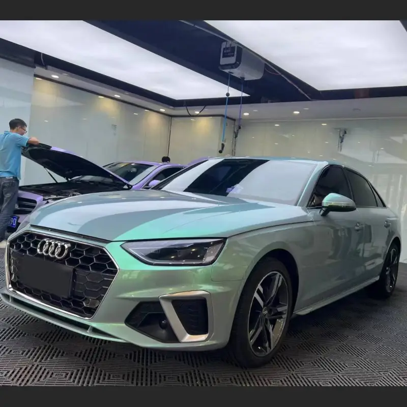 Ravoony Plus Twin Candy Grey Green Color Fliper Car Wrap Audi A4 Wrap
