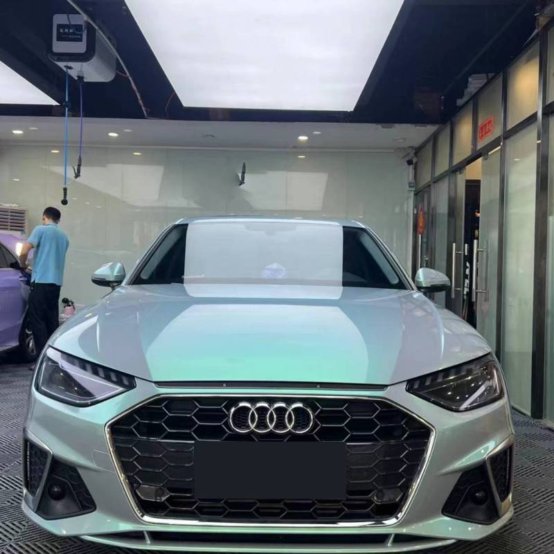 Ravoony Plus Twin Candy Grey Green Color Fliper Car Wrap Audi A4 Wrap