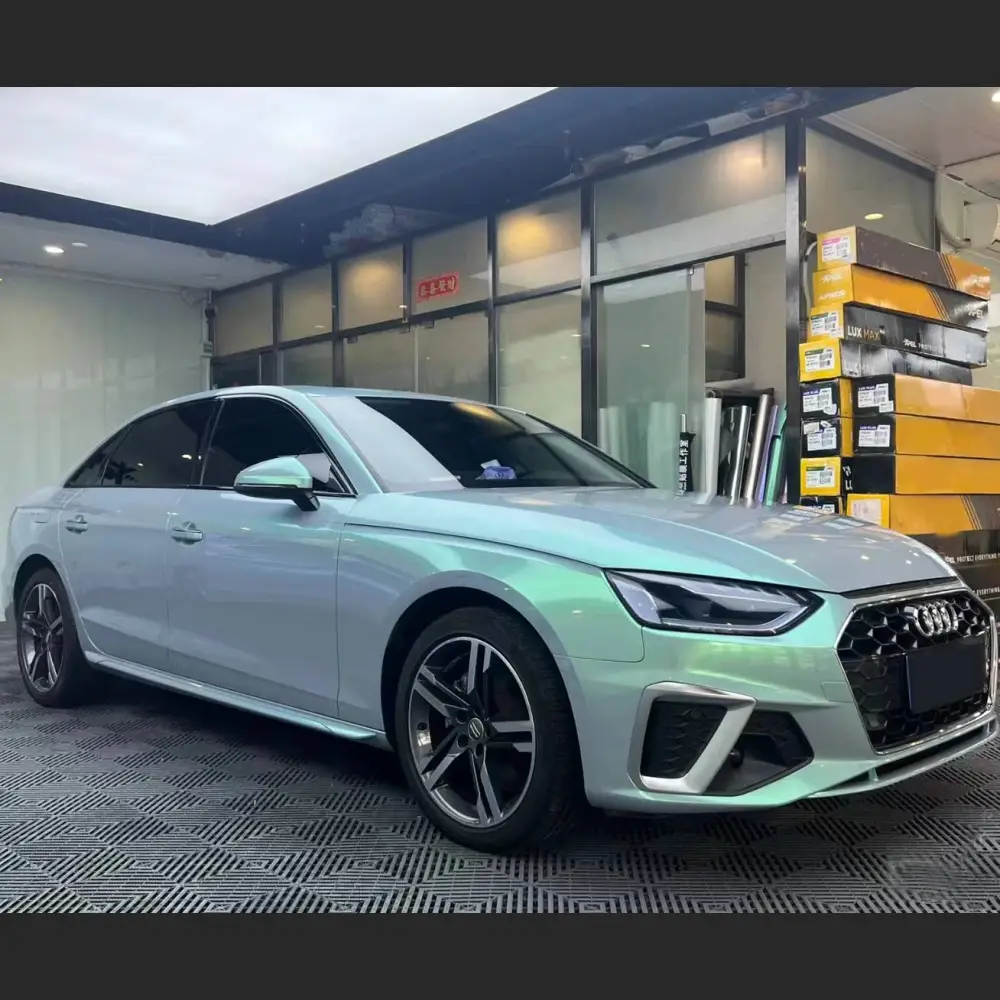 Ravoony Plus Twin Candy Grey Green Color Fliper Car Wrap Audi A4 Wrap