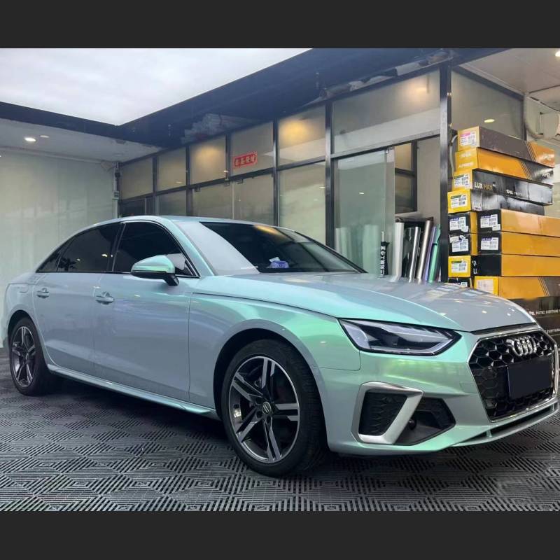 Ravoony Plus Twin Candy Grey Green Color Fliper Car Wrap Audi A4 Wrap