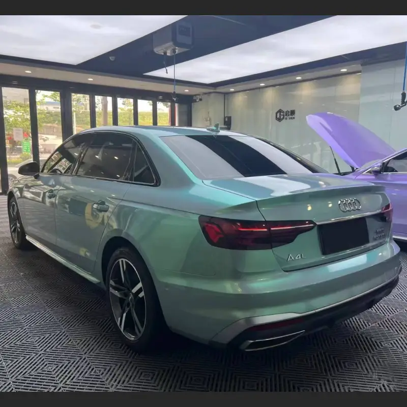 Ravoony Plus Twin Candy Grey Green Color Fliper Car Wrap Audi A4 Wrap