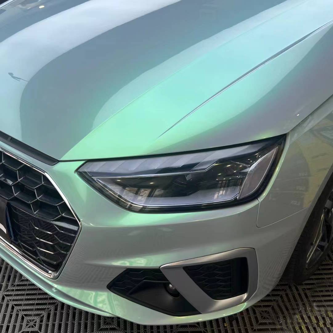 Ravoony Plus Twin Candy Grey Green Color Fliper Car Wrap Audi A4 Wrap