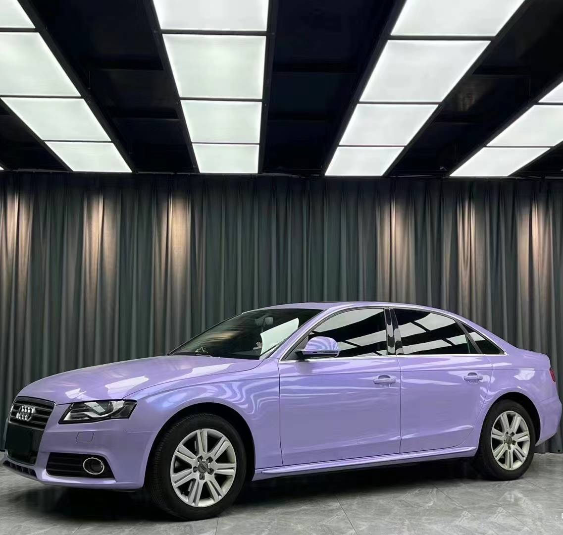 Ravoony Plus Glossy Twin Silver Purple Car Vinyl Wrap Audi A4 Wrap