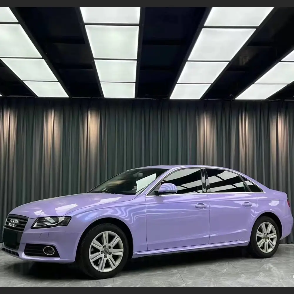 Ravoony Plus Glossy Twin Silver Purple Car Vinyl Wrap Audi A4 Wrap