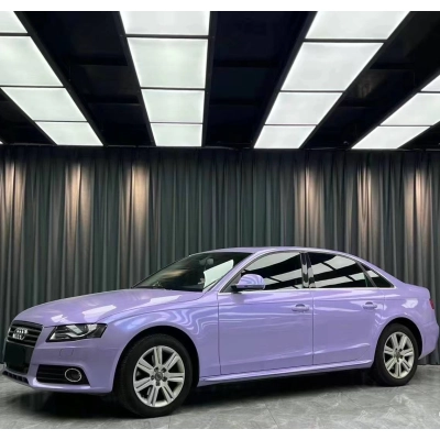 Ravoony Plus Glossy Twin Silver Purple Car Vinyl Wrap Audi A4 Wrap 02