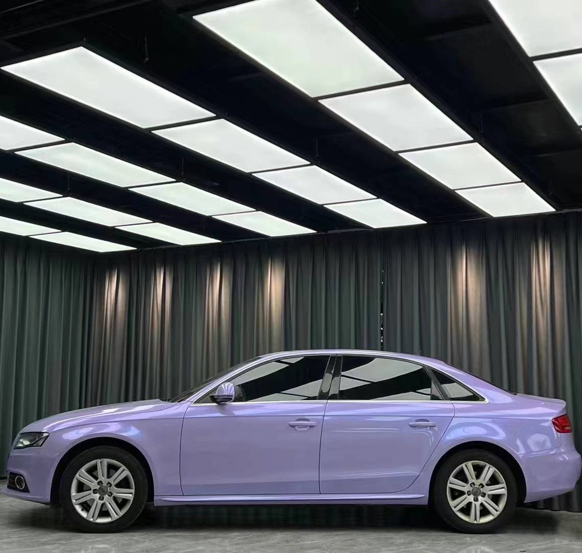 Ravoony Plus Glossy Twin Silver Purple Car Vinyl Wrap Audi A4 Wrap
