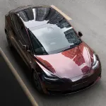 Ravoony Plus Glossy Diamond Black Red Vinyl Car Wrap Tesla Model 3 Wrap