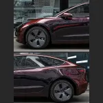 Ravoony Plus Glossy Diamond Black Red Vinyl Car Wrap Tesla Model 3 Wrap