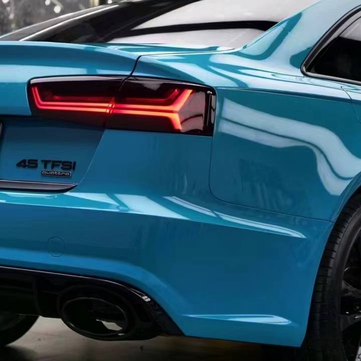 Ravoony Plus PET Glossy Miami Blue Vinyl Wrap Audi A6 Wrap
