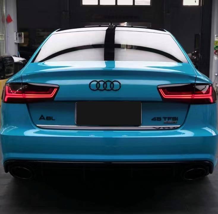 Ravoony Plus PET Glossy Miami Blue Vinyl Wrap Audi A6 Wrap