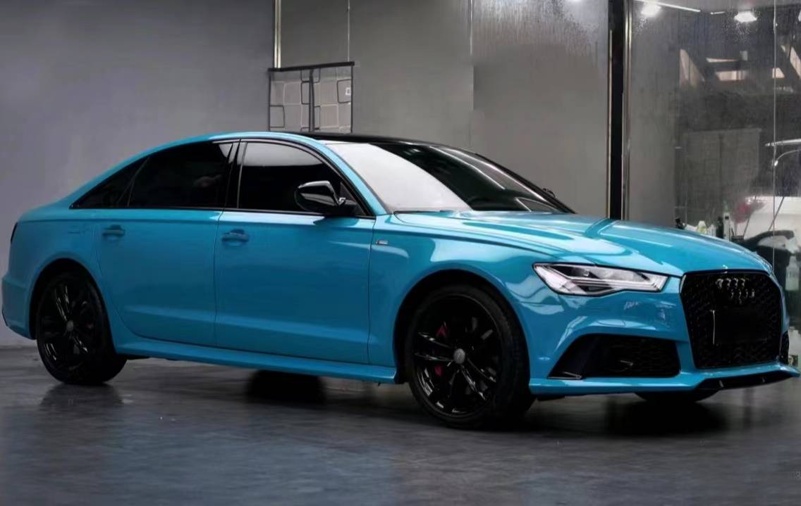 Ravoony Plus PET Glossy Miami Blue Vinyl Wrap Audi A6 Wrap