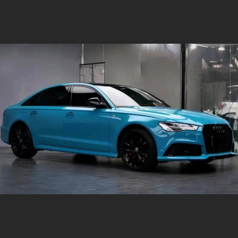 Ravoony Plus Glossy Miami Blue Vinyl Wrap Audi A6 Wrap