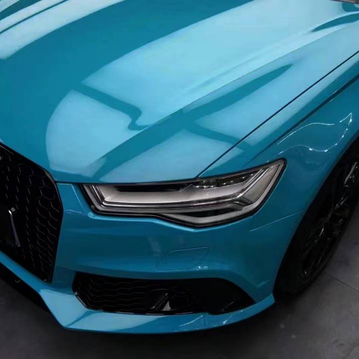 Ravoony Plus PET Glossy Miami Blue Vinyl Wrap Audi A6 Wrap