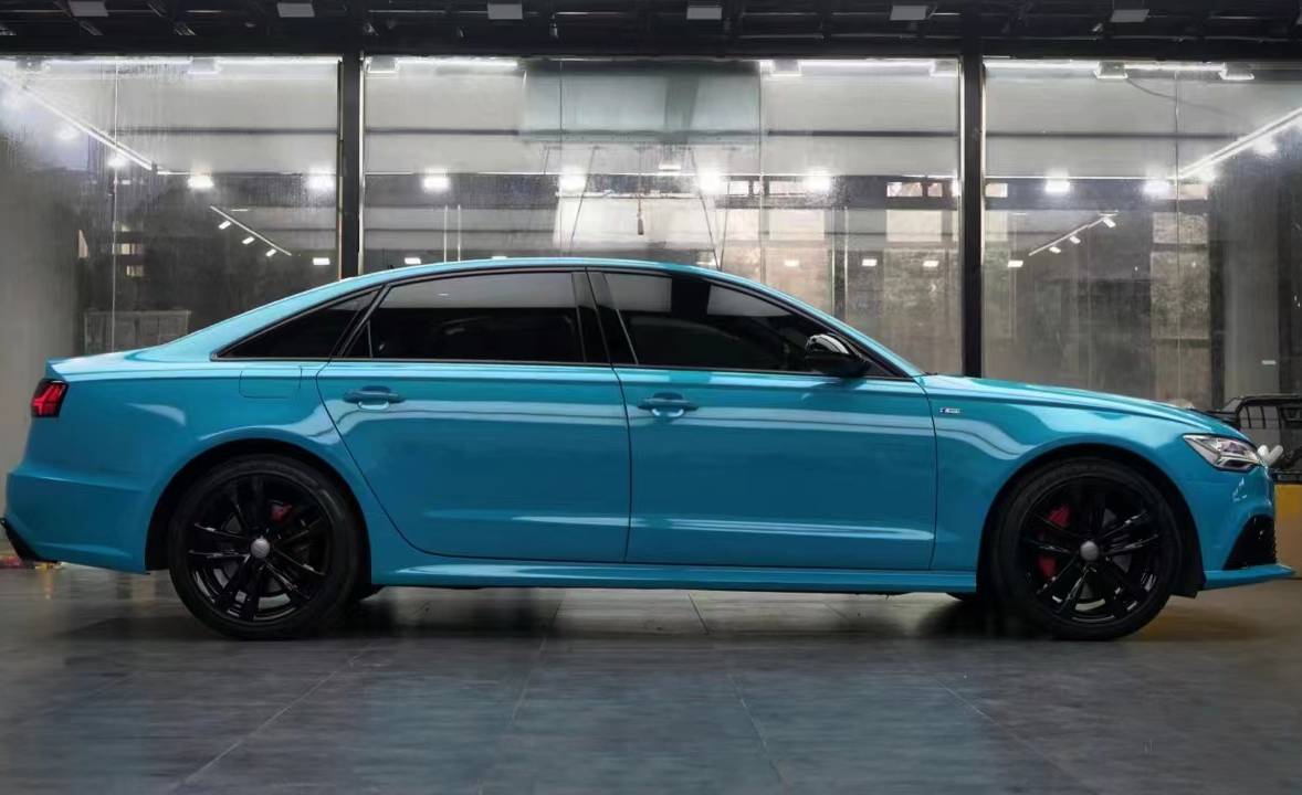 Ravoony Plus PET Glossy Miami Blue Vinyl Wrap Audi A6 Wrap