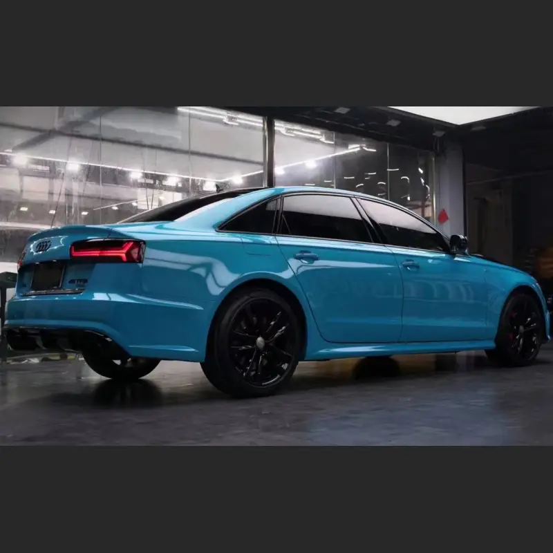 Ravoony Plus Glossy Miami Blue Vinyl Wrap Audi A6 Wrap