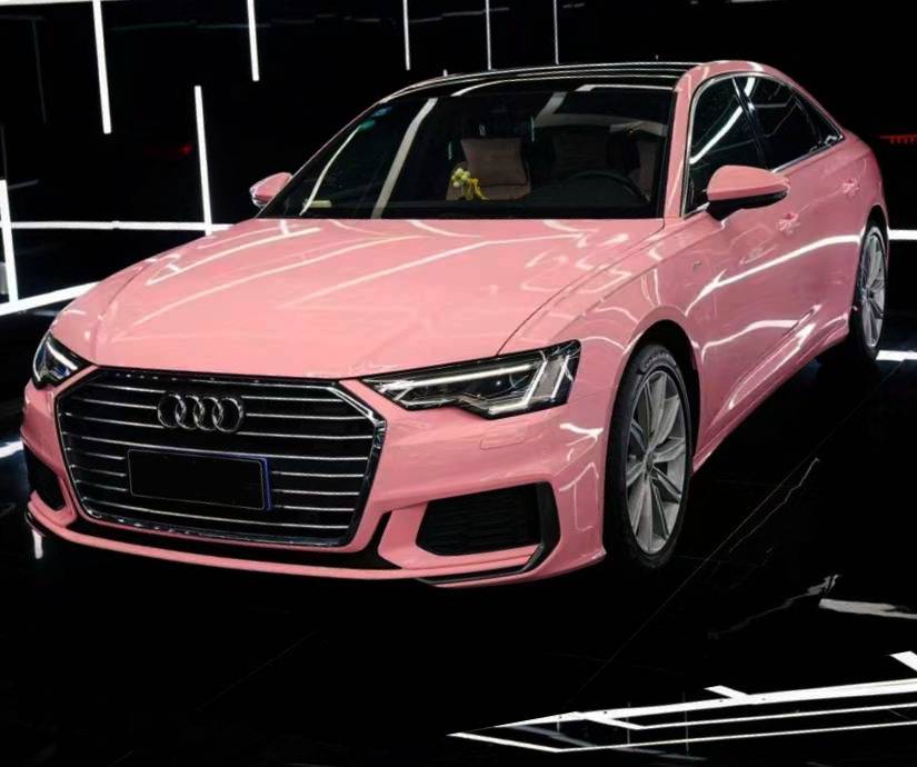 Ravoony Plus PET Glossy Crystal Peach Pink Car Vinyl Wrap Audi A6 Wrap