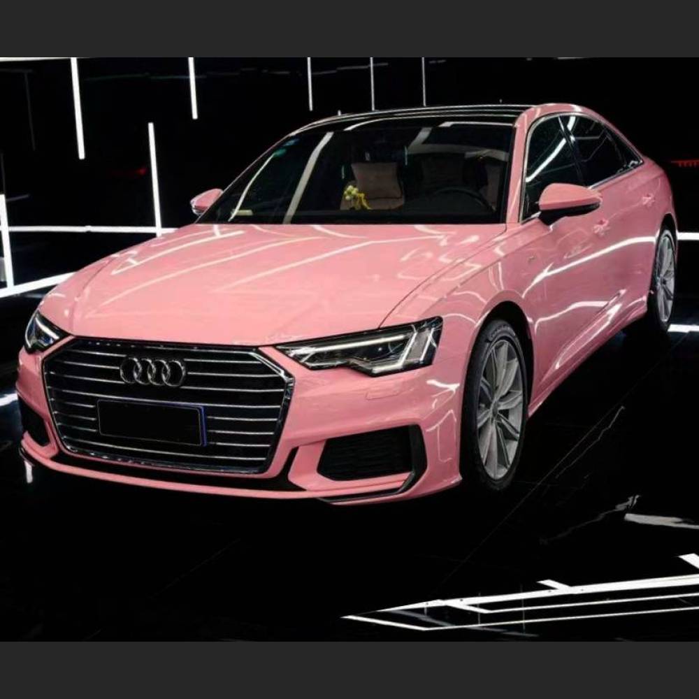 Ravoony Plus Glossy Crystal Peach Pink Car Vinyl Wrap Audi A6 Wrap