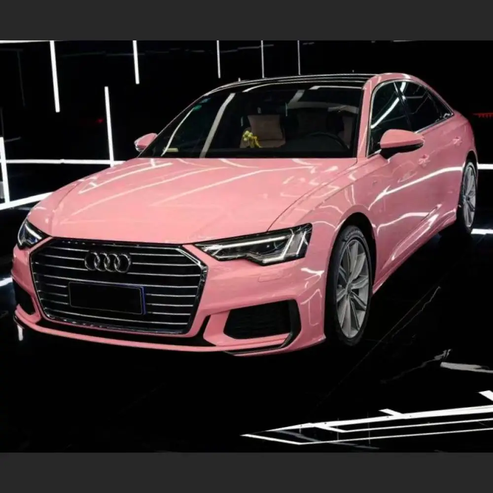 Ravoony Plus Glossy Crystal Peach Pink Car Vinyl Wrap Audi A6 Wrap