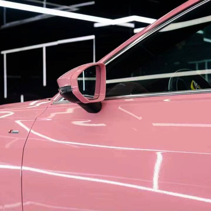 Ravoony Plus PET Glossy Crystal Peach Pink Car Vinyl Wrap Audi A6 Wrap
