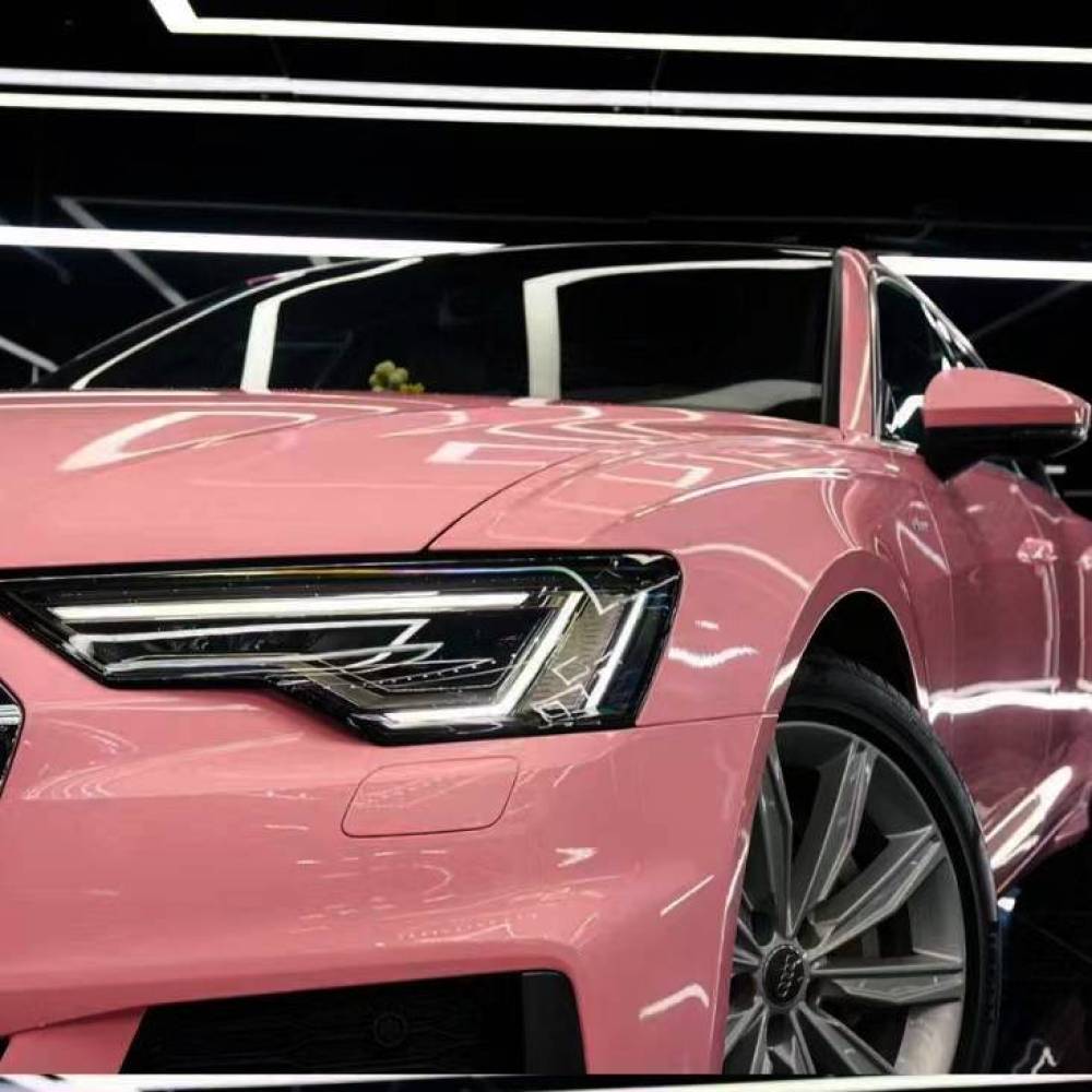 Ravoony Plus Glossy Crystal Peach Pink Car Vinyl Wrap Audi A6 Wrap
