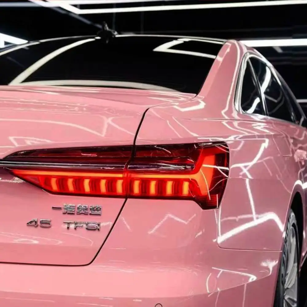 Ravoony Plus Glossy Crystal Peach Pink Car Vinyl Wrap Audi A6 Wrap