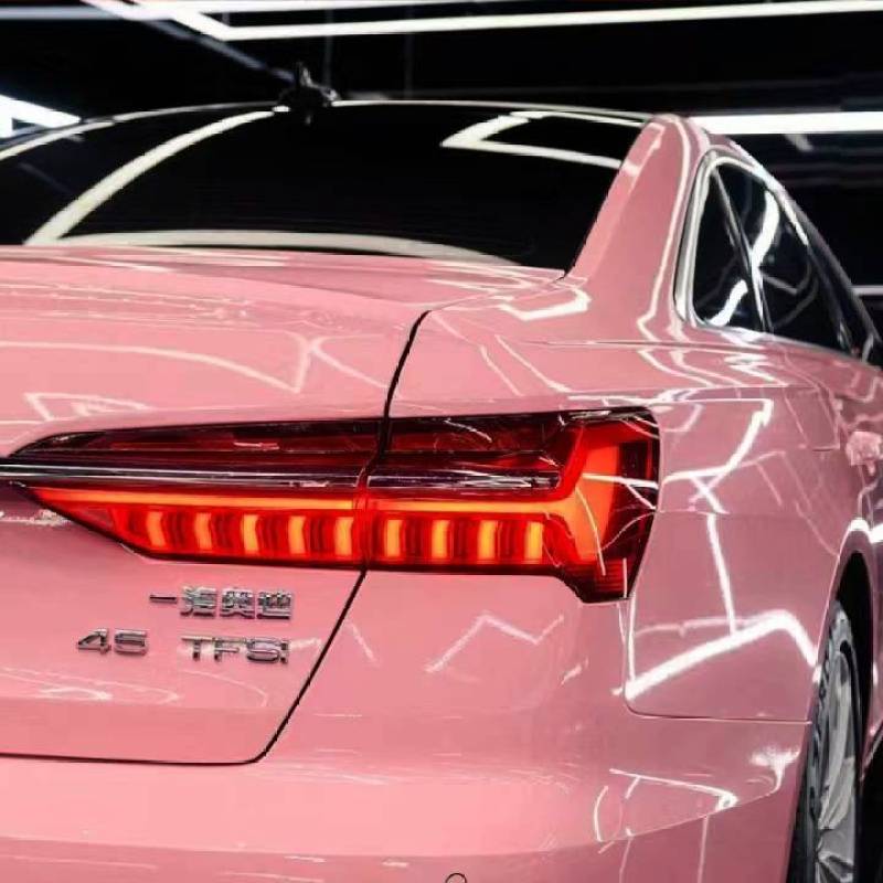 Ravoony Plus Glossy Crystal Peach Pink Car Vinyl Wrap Audi A6 Wrap