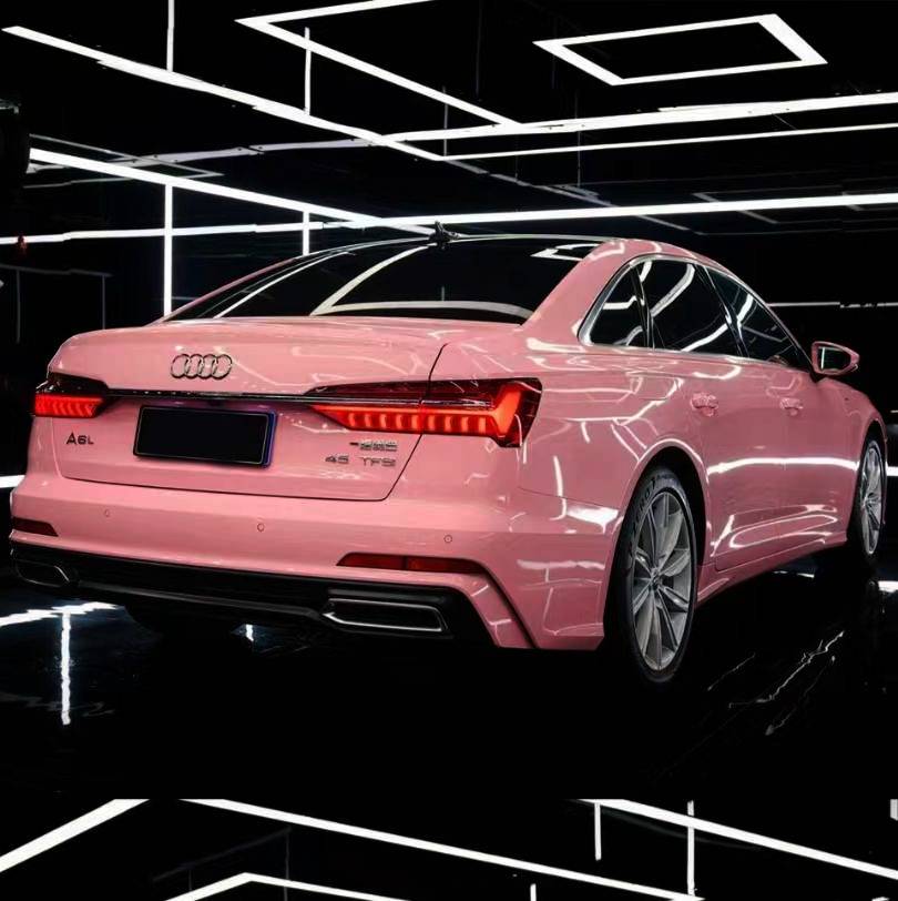 Ravoony Plus PET Glossy Crystal Peach Pink Car Vinyl Wrap Audi A6 Wrap