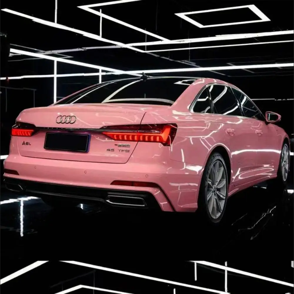 Ravoony Plus Glossy Crystal Peach Pink Car Vinyl Wrap Audi A6 Wrap