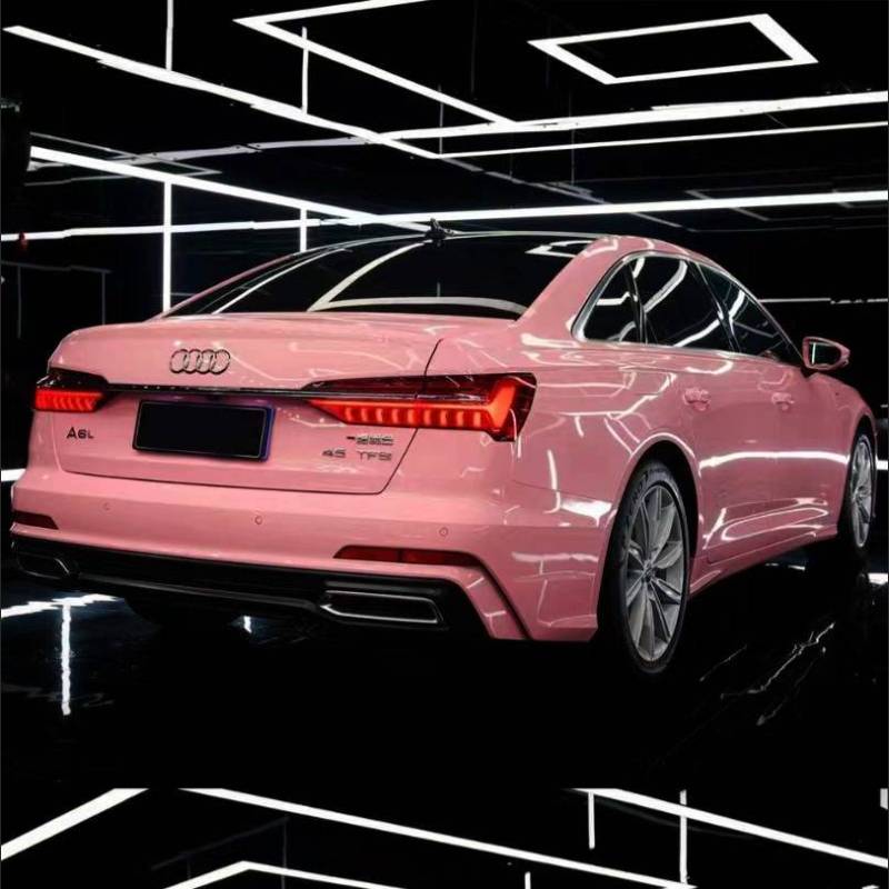 Ravoony Plus Glossy Crystal Peach Pink Car Vinyl Wrap Audi A6 Wrap