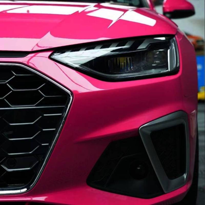 Ravoony Plus Glossy Crystal Rose Red Vinyl Car Wrap Audi A4L Wrap