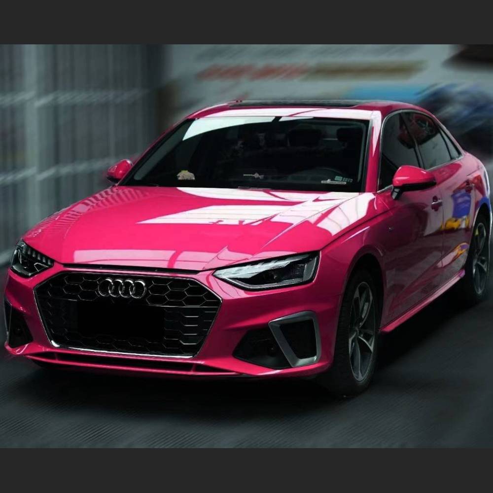 Ravoony Plus Glossy Crystal Rose Red Vinyl Car Wrap Audi A4L Wrap