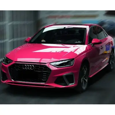 Ravoony Plus Glossy Crystal Rose Red Vinyl Car Wrap Audi A4L Wrap 02
