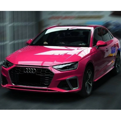 Ravoony Plus PET Glossy Crystal Rose Red Vinyl Car Wrap Audi A4L Wrap 02