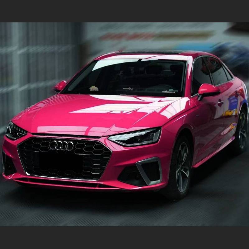 Ravoony Plus Glossy Crystal Rose Red Vinyl Car Wrap Audi A4L Wrap