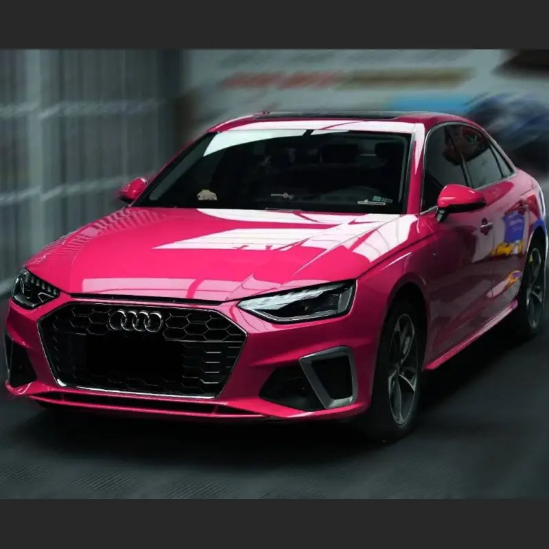 Ravoony Plus Glossy Crystal Rose Red Vinyl Car Wrap Audi A4L Wrap