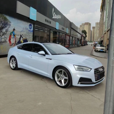 Ravoony Plus Glossy Macaron Jazz Blue Car Vinyl Wrap Audi A5 Wrap 02