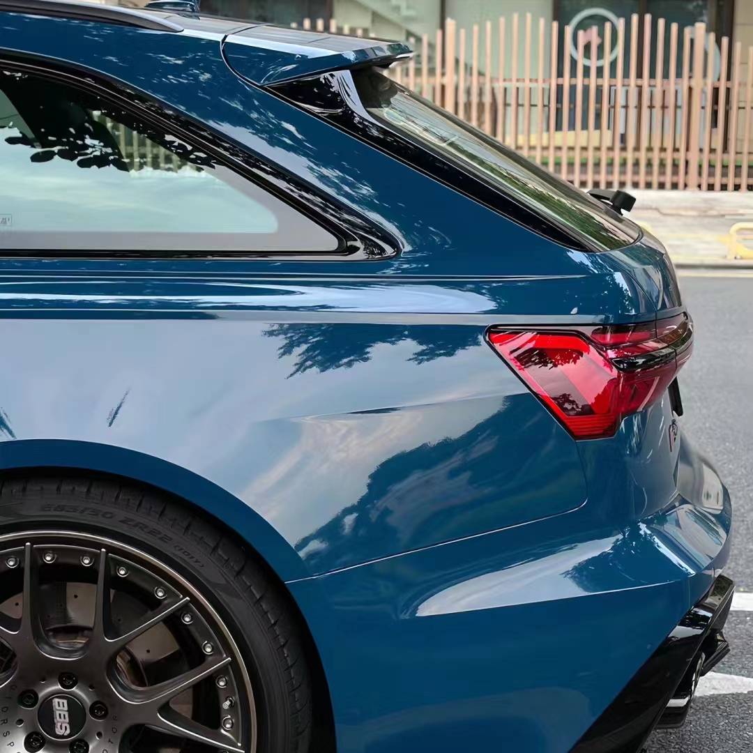 Ravoony Plus PET Glossy Porsche Deep Blue Car Vinyl Wrap Audi RS6 Wrap