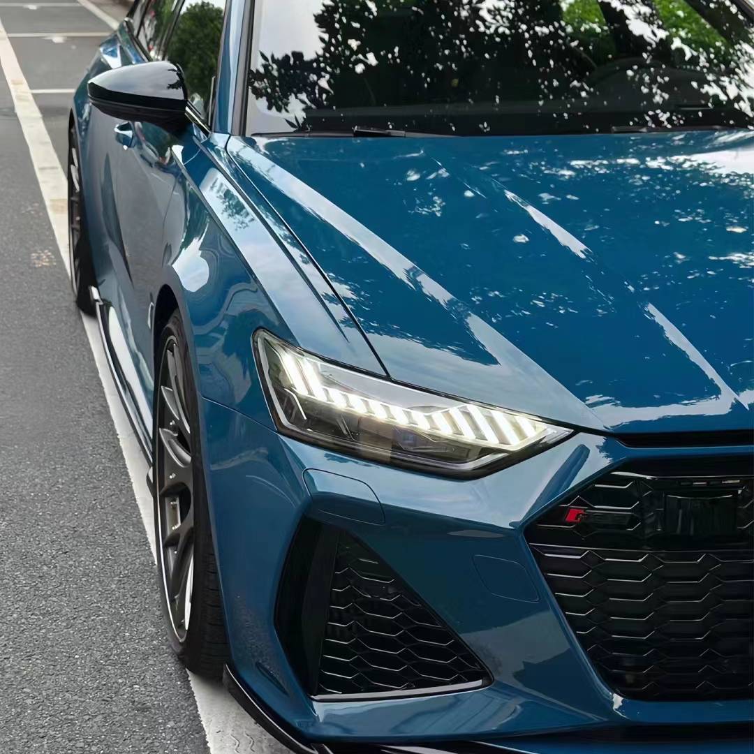 Ravoony Plus PET Glossy Porsche Deep Blue Car Vinyl Wrap Audi RS6 Wrap