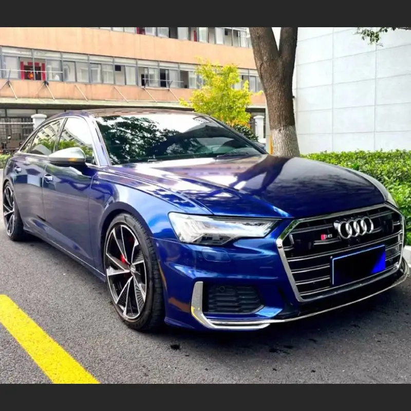 Ravoony Plus Porsche Gloss Gentian Blue Vinyl Car Wrap Audi S6 Wrap