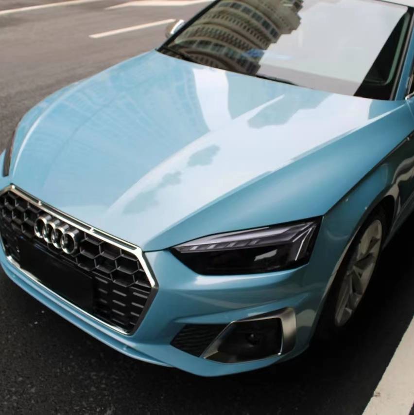 Ravoony Plus Gloss Metallic Porsche Ice Blue Car Wrap Audi A5 Wrap