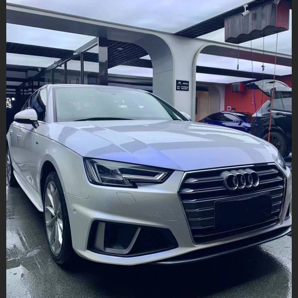 Ravoony Plus Glossy White to Blue Car Vinyl Wrap Audi A4 Wrap