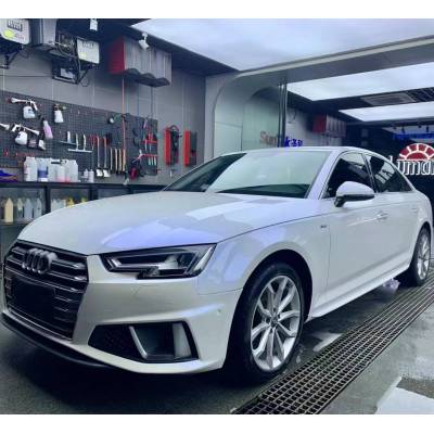 Ravoony Plus Glossy White to Blue Car Vinyl Wrap Audi A4 Wrap 02