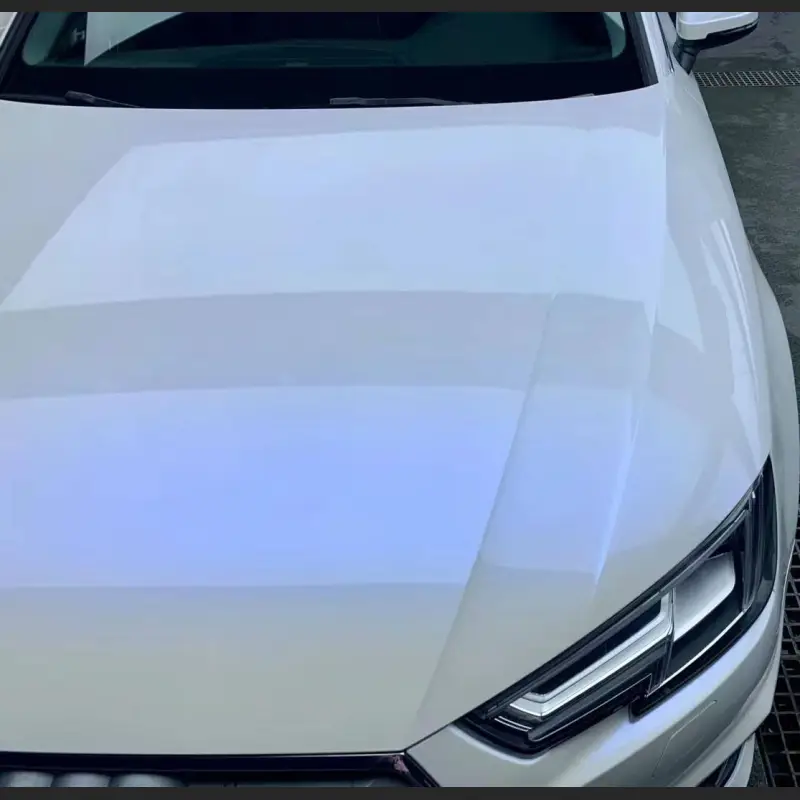 Ravoony Plus Glossy White to Blue Car Vinyl Wrap Audi A4 Wrap