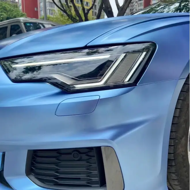 Audi A6 Wrap, Best Ravoony Pure Metal Mist Blue Car Vinyl Wrap