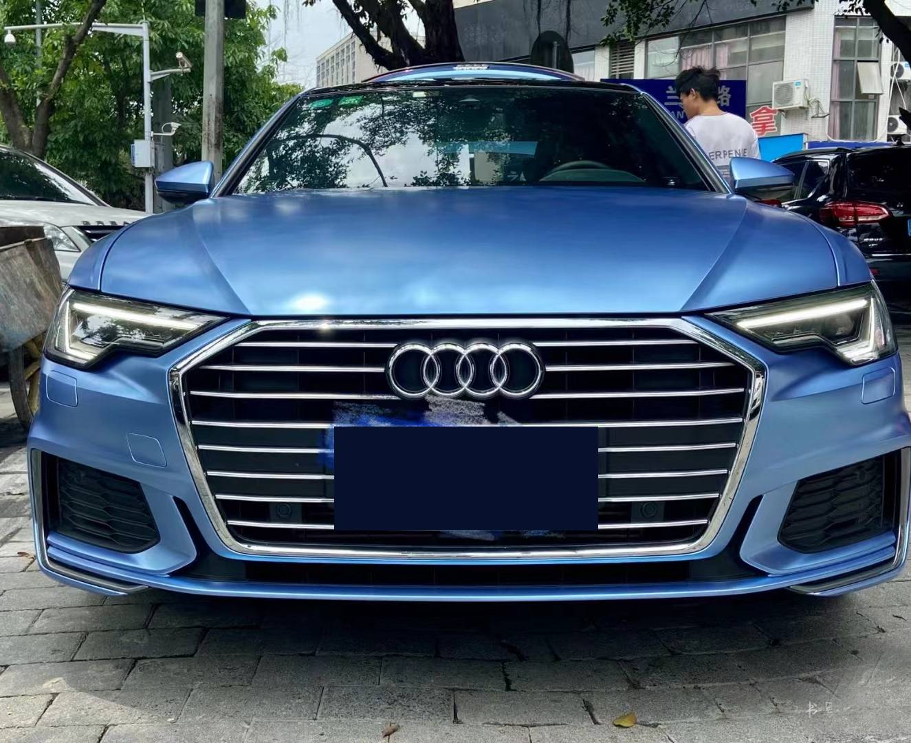 Ravoony Plus Pure Metal Mist Blue Car Vinyl Wrap Audi A6 Wrap 