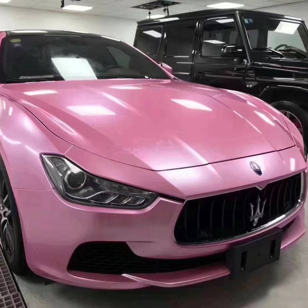 Metal Paint Shell Pink Car Wrap, Best Ravoony Glossy Metal Paint Shell