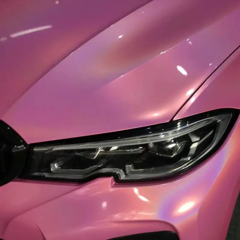 Glossy Laser Pink Car Vinyl Wrap