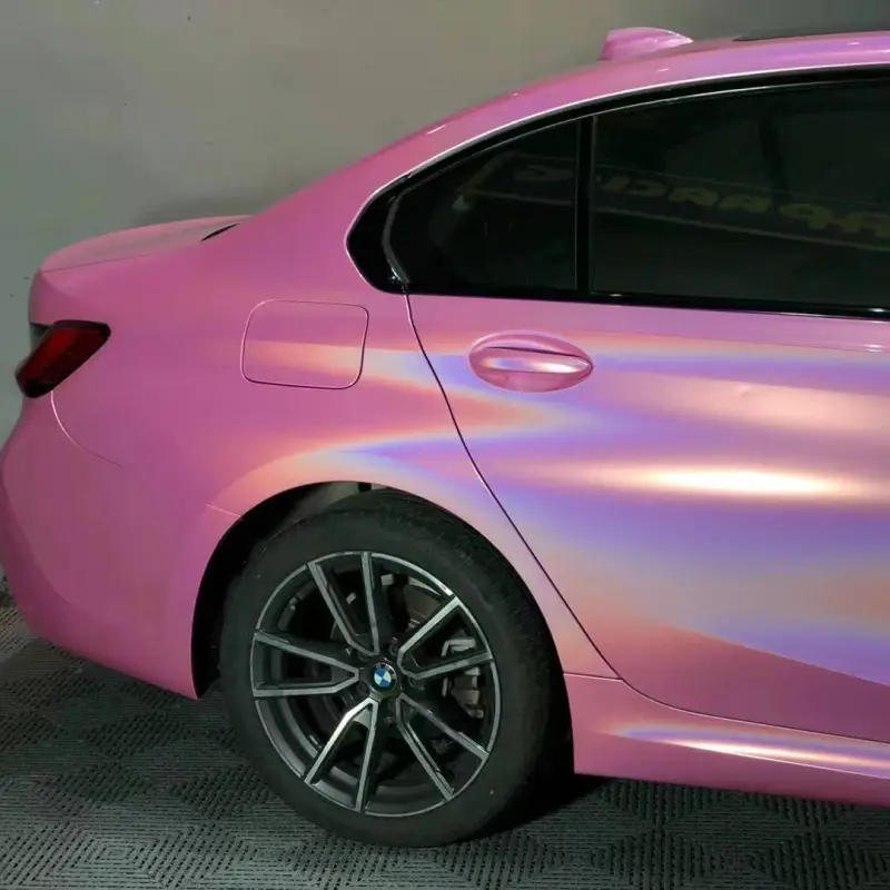 Best Ravoony Glossy Laser Pink Car Vinyl Wrap 